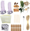 221pcs Candle Making Kit ，with Complete Tool Set：50pcs 4in and 50pcs 6in Cotton Wicks，3Color Dyes，1pack Dries Flowers，5pcs Wick Holders，100pcs Wick Stickers etc for Adults Beginners，Craft Gifts