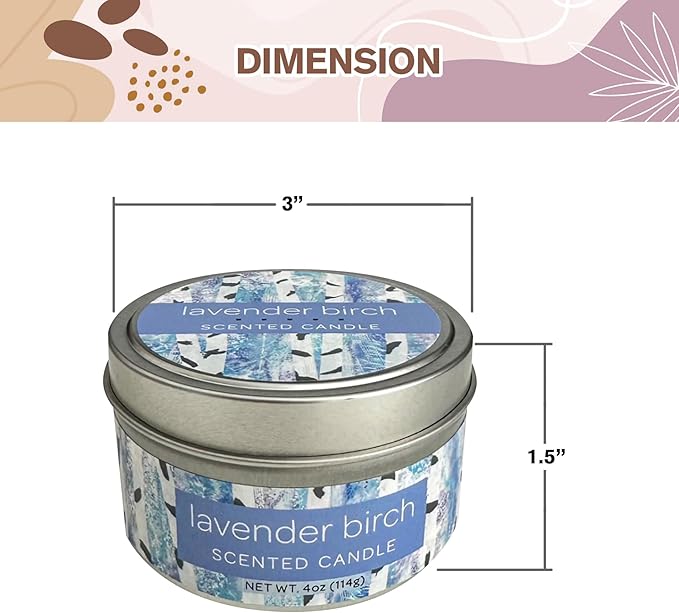 Greenwich Bay Hand-Poured Scented Candle in Decorative Tin – 4 oz/114 g Travel Candle with Lead-Free Wick, Vegetable Wax, Long-Burning Aromatherapy Gift, Single Wick – Made in USA (Lavender Birch)