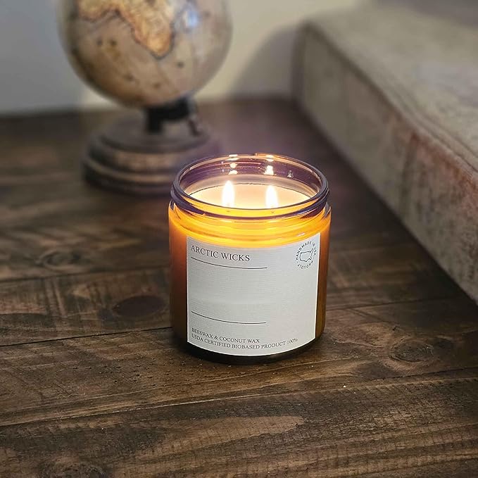 Arctic Wicks Handcrafted Candles | Non Toxic Coconut Beeswax Candles 16oz Double Wick | 100% USDA Certified Biobased, Handmade, Premium Waxes, Non-Toxic (Midnight Whispers, 16oz Amber Jar)