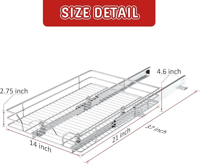 LOVMOR Pull Out Cabinet Organizer and Storage 20" W x 21" D, Slide Out Shelves for Kitchen Cabinets