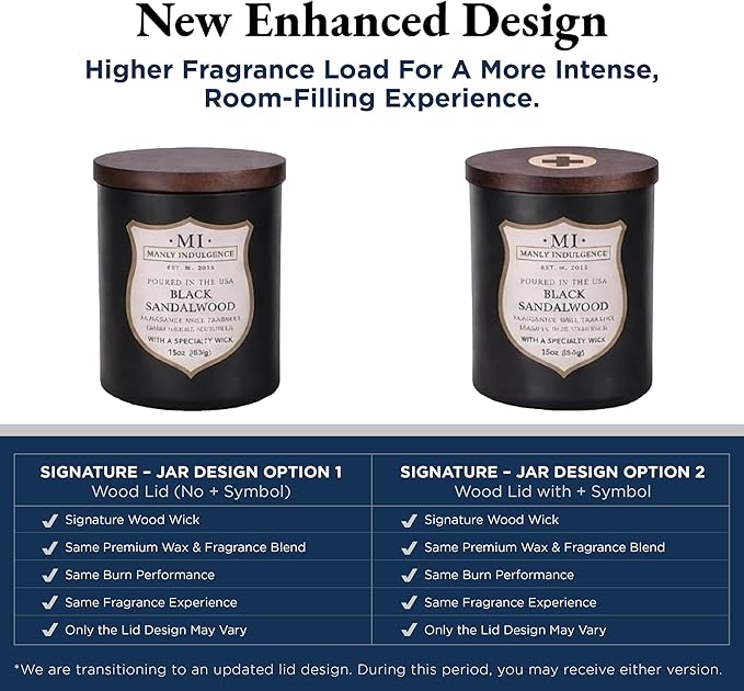 Manly Indulgence Woodland Escape Scented Candles for Men, 15 oz Wooden Wick, Premium Soy Blend Wax, 60H Burn, Candles for Home Scented - Made in The USA
