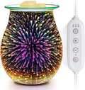 EQUSUPRO Wax Melt Warmer with Timer- Electric 3D Glass Wax Melter Candle Melt Warmer Wax Burner Fragrance Warmer for Scented Candles and Wax Melts to Home Office Gifts & Decor (Fireworks-Dimmer)