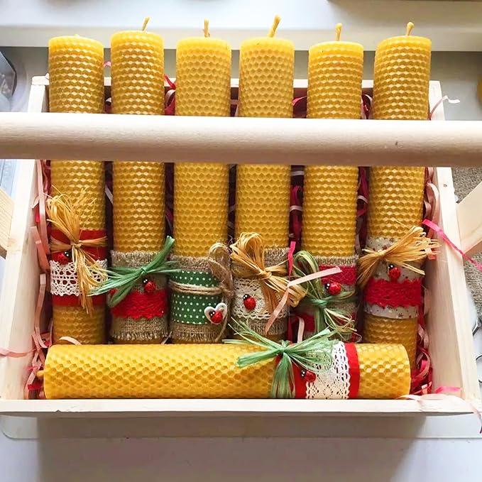GBACHOOSE 8x8 inch Beeswax Sheets for Candle Making, 24PCS Beeswax Sheets Beeswax Candle Sheet for Candle Making Rolling DIY Kits, Wax Candle Sheets Create Your Own Unique Candles(Yellow)