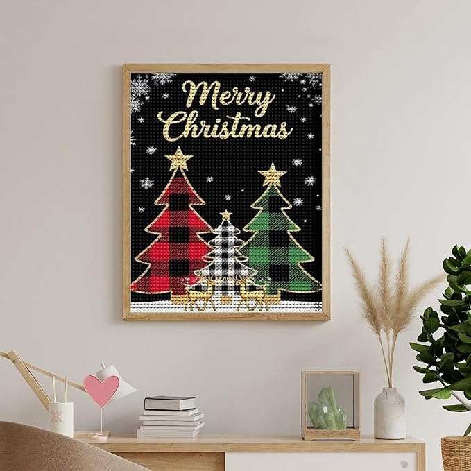 AIVKIEJK Diamond Painting Kits for Adults - Merry Christmas Tree Holiday Painting DIY 5D Full Drill Diamond Dots Paintings with Diamonds Gem Art and Crafts Home Decor 16"x20"