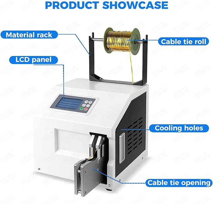 Automatic Twist Tie Machine, Multi-Functional Bag Closure Bundling Tool with 300m Premium Twisted Bands, 5-30mm Precision Tying Range, Automatic Tying and Cutting Functions.(Bundling)