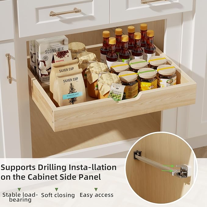 Pull Out Drawers for Cabinets, 22½” W x 21” D Soft Close Slide Out Drawers for Kitchen Cabinets, Cabinet Pull Out Shelves Requires At Least 23.5” Cabinet Opening