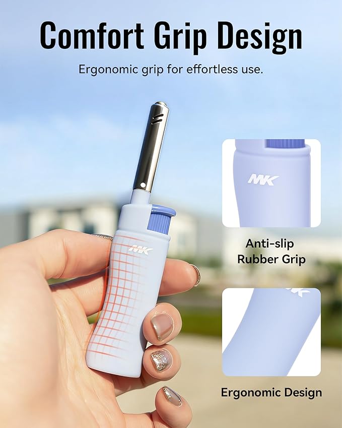 MK Lighter 10PCS Candle Lighters, Windproof Flame, Ideal as for BBQ, Camping, Outdoor, Butane Refillable Lighte, Multipurpose (Harmony-10PC)