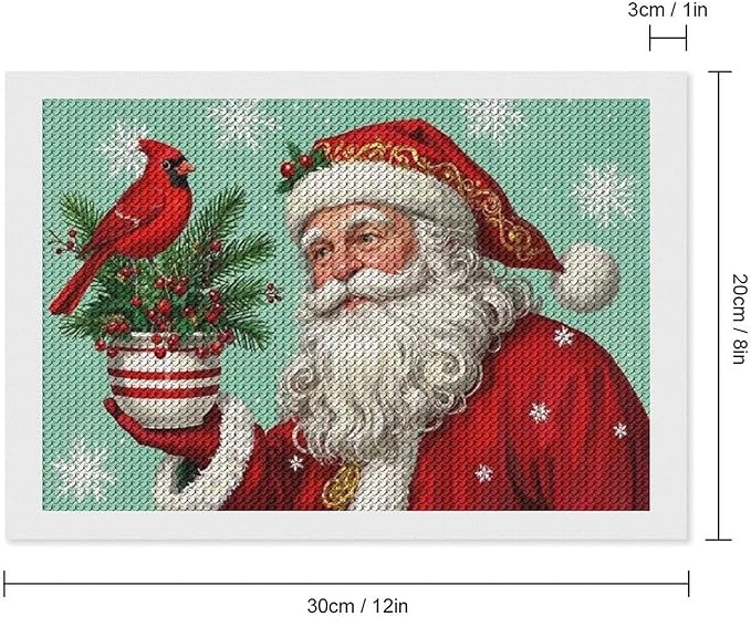 Diamond Painting Kits for Adults - Santa Claus & Red Bird Reindeer Christmas Berry Pine Cone Painting DIY 5D Full Drill Diamond Dots Paintings with Diamonds Gem Art And Crafts Home Decor 8"x12"