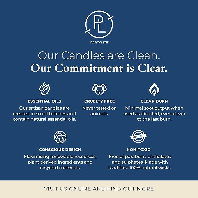PartyLite Ocean Lavender Scented, Notes of Vanilla Sea Salt, Driftwood, Sea Moss, Patchouli & Eucalyptus, 13.2oz 3-Wick Jar Candle, 45 Hour Burn Time, Luxurious Fragrance, Ideal for Gifting