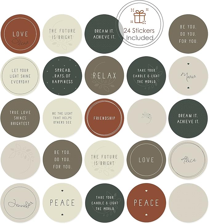 Hearth & Harbor Tin Candle Jars for Making Candles - DIY Candle Containers with Lids - Metal Candle Jars - Bulk Tins Storage for Candle - (24 Pieces) - (8 Ounces) - Painted Illustration