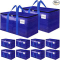 FabSpace 10Pack Moving Storage Bags, Moving Supplies Packing Boxes for Moving, Camping, College Dorm Room Essentials for Girls, Blue Tote Bags, 125L Heavy-Duty Storage Bins With Lids And Zippers
