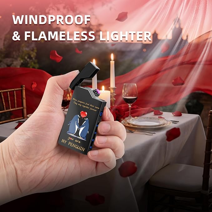 LcFun Electric Lighter USB Rechargeable, Valentines Day Gifts for Him Her, Romantic I Love You Gifts for Boyfriend Girlfriend Wife Husband Valentines Gifts for Men Women Couple