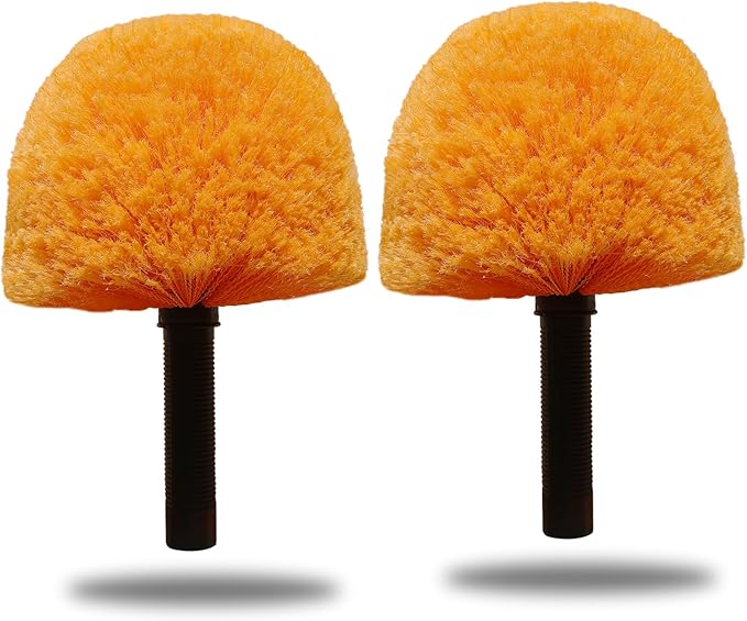 2 Pack Robust Cobweb Duster Head Brush – Superior Twist-On Web Cleaning Tool – Spider Web Remover Brush Compatible with Standard 3/4 Inch Threaded Poles for Outdoor & Indoor Use – Head Only (Orange)