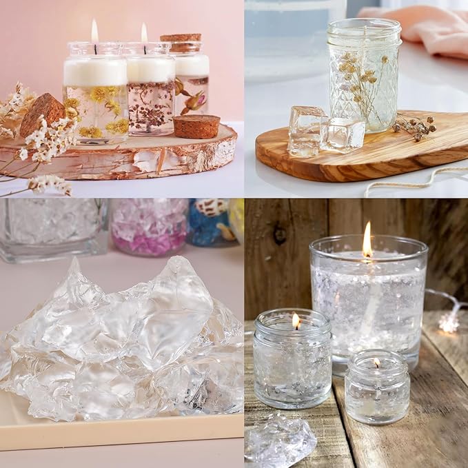 Clear Wax for Candle Making-DIY Aromatherapy Candle Making Gel raw Materials, can add Dried Flowers/Fragrance, smokeless Safe Candle Materials, Birthday Christmas Gift Decoration (Transparently)