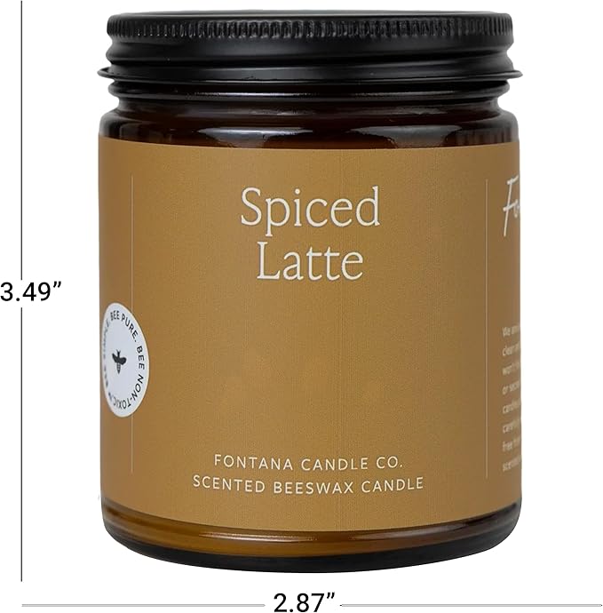 Fontana Candle Co Wood Wick Beeswax Jar Candle, Spiced Latte – Made Safe with Coconut Oil & Pure Essential Oils – 35+ Hrs Clean Burn, Long Lasting and Non-Toxic Candles for Home & Room Decor