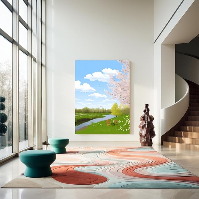 GUAIEUW Spring Grass Growing Diamond Painting Kit 5D Season Themed Diamond Painting - by Number Full Round DIY Art Painting Kit for Adults, Warm Room Decor Personalised Gift 20x30 Inch