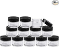 Encheng 30 Pack of 2 oz Clear Round Glass Jars,with Inner Liners and black Lids,Empty Cosmetic Containers,Cream jars