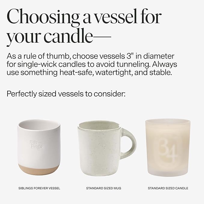 Siblings Candle Refill Kit – DIY Coconut Soy Wax Candle Making Kit for Reusable Vessels – Non-Toxic Clean Burn, Wooden Wick – Scent No 07: Ginger, Pink Grapefruit, Rhubarb – 60 Hour Burn