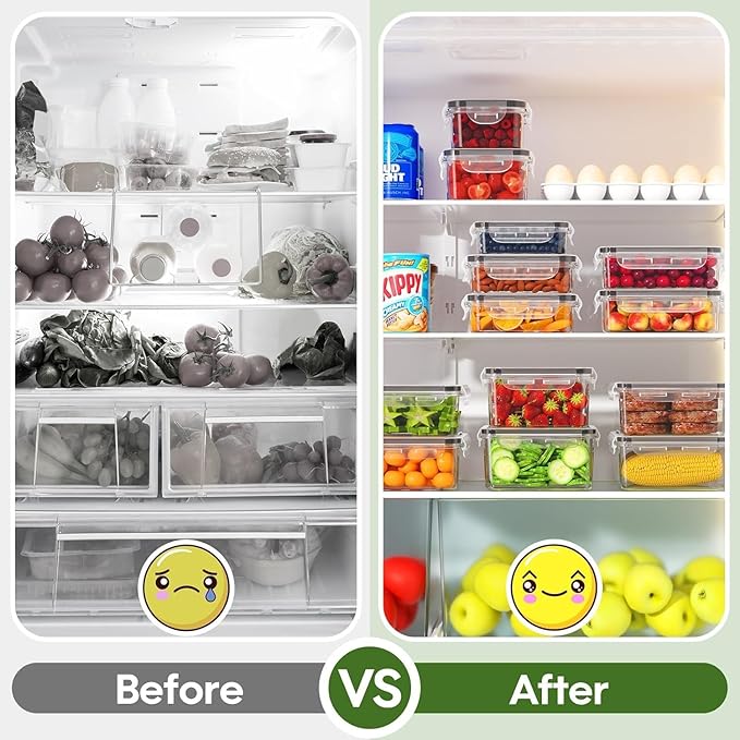 AISOON 40 Pcs 85oz Large Food Storage Containers with Lids (20 containers & 20 lids), Stackable Airtight Leakproof BPA-Free Reusable Meal Prep Containers, Freezer Microwave Dishwasher Safe