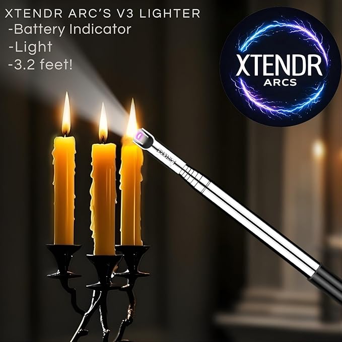 V3 Extendable 3.2 Feet LED Arc Extra Long Flameless Fireplace Stove Electric Candle Lighter for Pilot Light, Grilling, Firepit, Kitchen, BBQ (Blue)