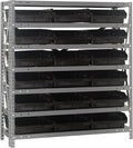 Quantum Storage Systems 1839-110BK Steel Shelving Unit with 4" Shelf Bins, 18" D x 36" W x 39" H, Black
