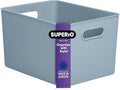 Superio Ribbed Collection - Decorative Plastic Basket Open Home Storage Bins Organizer, X-Large Blue (1 Pack) Container Boxes for Organizing Closet Storage Bins for Shelves 22 Liter/23 Quart