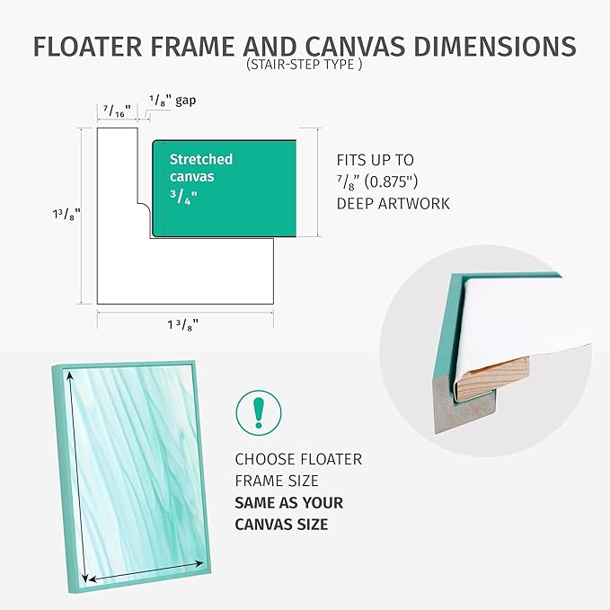 Pixy Canvas Floater Frame 14x16 for 3/4 (0.75) inch Deep Canvas Paintings/Canvas Prints/Wood Canvas Panels/Wall Art/Wall Decor/Home Decor/Artwork (Gray Oak, 14 x 16 inch, Landscape)