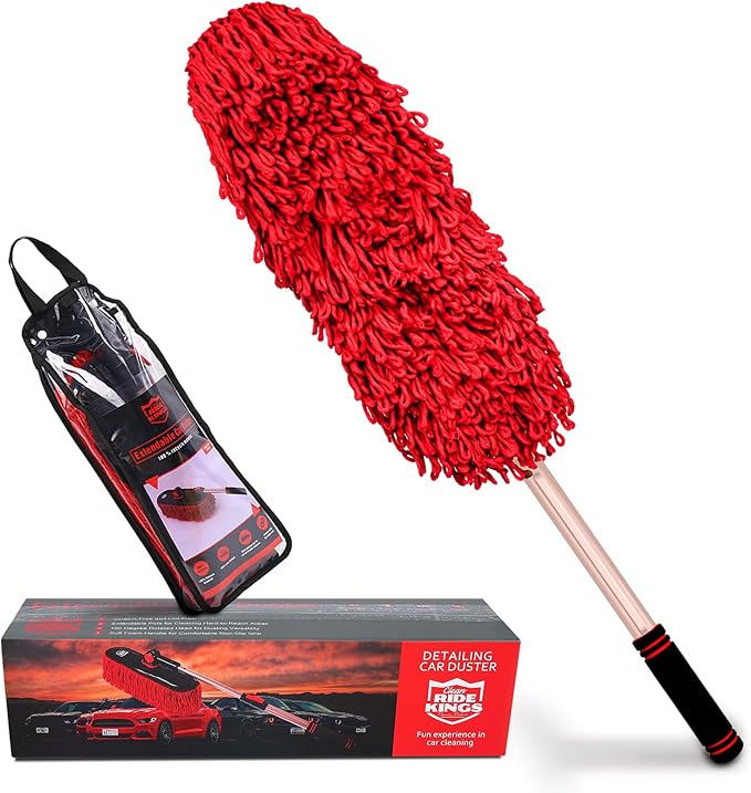 Car Cleaning Supplies Duster, Exterior Scratch Free, Soft Brush Kit for Truck SUV RV Motorcycle, Wax Cotton Hair, Extendable Handle, Car Feather Duster No Lint, Gifts for Men Women