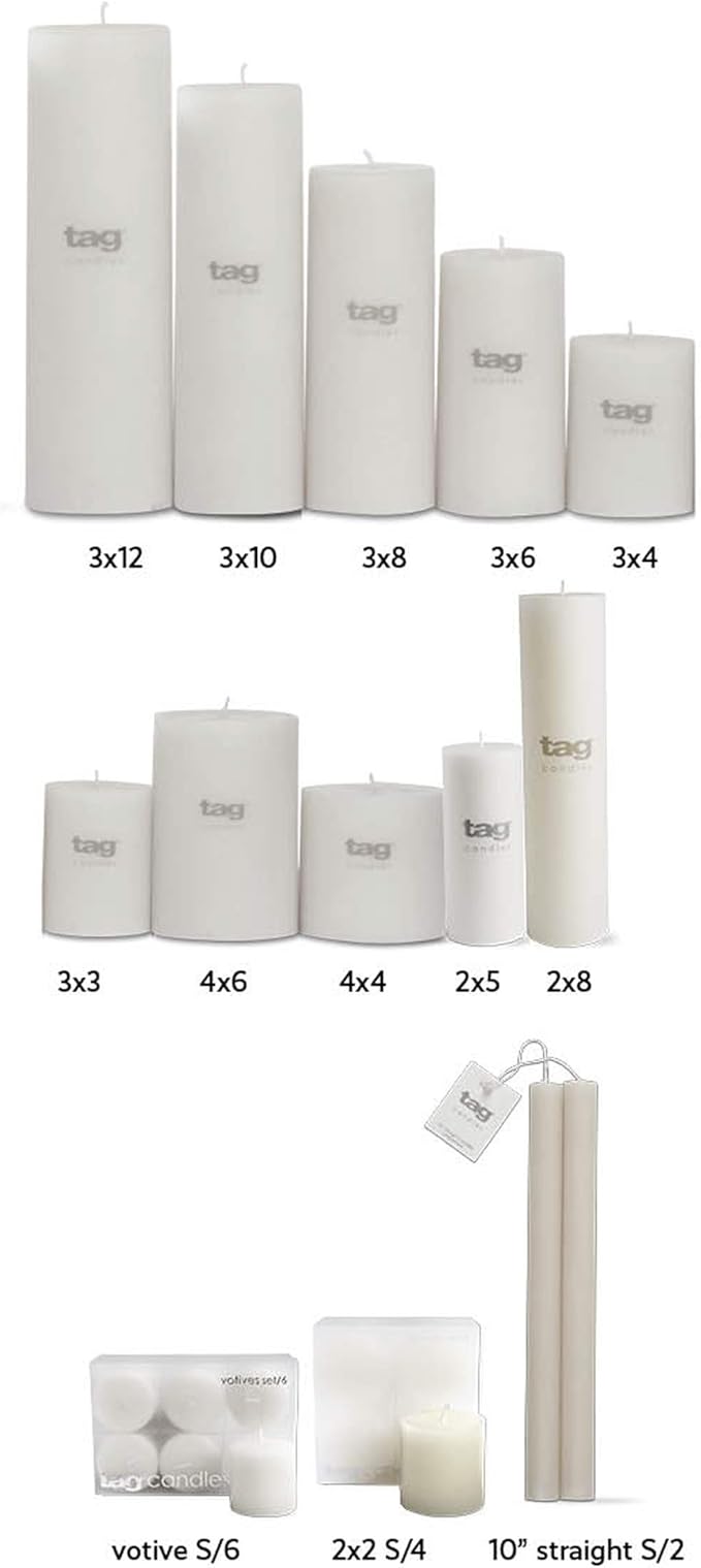 tag Chapel 4X4 White Pillar Paraffin Wax Candle Unscented Drip-Free Long Burning 75 Hours For Home Decor Wedding Parties Dining Dinner Kitchen Table Tabletop Living Room End Table Decor Decoration 4x4
