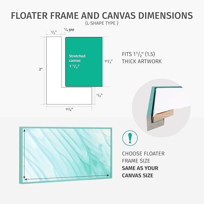Pixy Canvas Floater Frame 15x20 for 1-1/2 (1.5) inch Deep Canvas Paintings/Canvas Prints/Wood Canvas Panels/Wall Art/Wall Decor/Home Decor/Artwork (Chrome, 15 x 20 inch, Landscape)