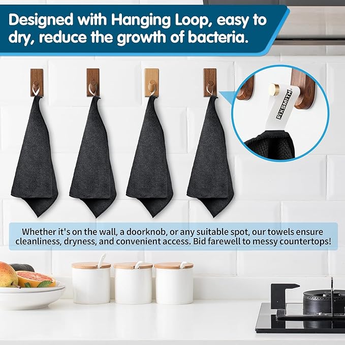 FIXSMITH Black Microfiber Cleaning Cloth -Pack of 50, Highly Absorbent Cleaning Rags, 16"X12" All Purpose Cleaning Towels for Housekeeping, Kitchen, Car, Lint Free and Reusable Microfiber Towels