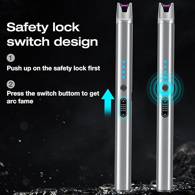 Luxgaze 8 Pack Electric Candle Lighter Rechargeable USB Lighters Flameless Windproof Plasma Arc Lighters with Safety Lock Long Lighter for Candle BBQ Camping Birthday Party