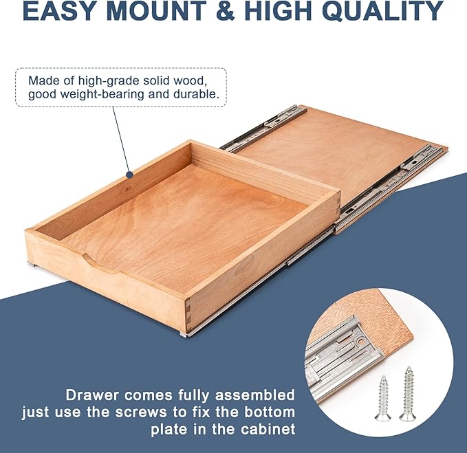 Pull Out Cabinet Drawers - 6x2 Size Options (12-23'W,18-21'D), Pre-Assembled with Soft Close Slides, Solid Beechwood, Easy Installation(18'W x 18'D)