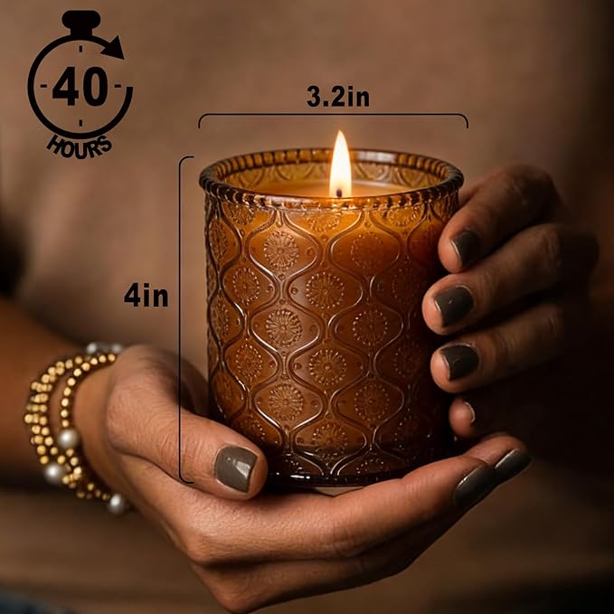 Organic Beeswax Candles in Glass Jar, 100% Pure Beeswax Jar Candles, 2-Wick Unscented Bees Wax Candle for Home, Gifts for Women & Men, Non Toxic, Natural, 40 Hour (Style 2)