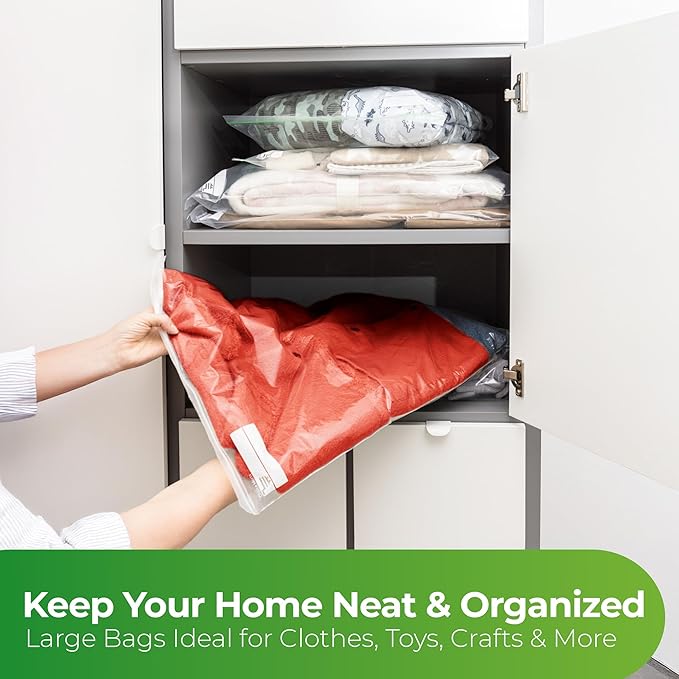 5 Gallon Storage Bags - 10 Count, Extra Strong And Super Durable, 2 Mil Thick, Leak-Proof Unique Zipper, Extra Large Storage Bags for Home & Travel