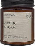 Arctic Wicks Scented Coconut Beeswax Candles | Coconut Beeswax Non Toxic Candle 9oz Amber | Farmhouse Candles Non-Toxic Clean Burn 100% USDA Certified Biobased (Arctic Storm)