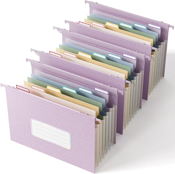 EcoStash Wheat Straw Expanding Hanging File Folders,7-Pocket Accordion Organizer with 1.2" Expansion, Large-Capacity Letter Size for Filing Cabinet, 100% BPA Free, 3-Pack
