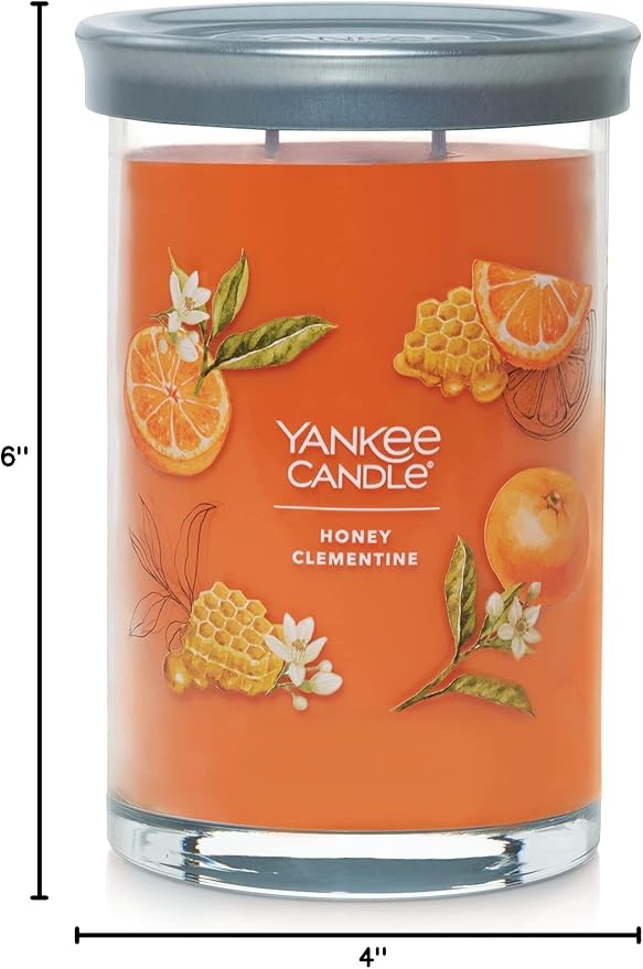 Yankee Candle Large Tumbler Scented Candle with up to 80 Hour Burn Time, Premium Plant Wax Blend for Consistent Burn, 20 oz Tumbler Candle with Room Filling Fragrance, Honey Clementine