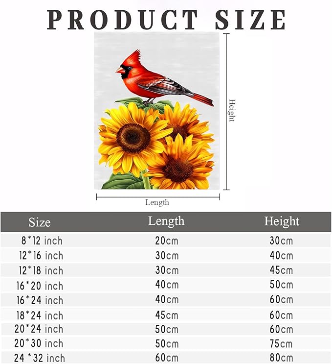 GUAIEUW Sunflower Red Bird Diamond Painting Kit for Adults, Full Round Diamond Cardinal Bird 5D Diamond Painting DIY Art Crafts for Winter Home Wall Decor Holiday Gift 8x12 Inch