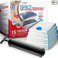 15-Pack Variety Vacuum Storage Bags for Comforters, Blankets & Clothes – Vacuum Sealed Compression Bags with Hand Pump – Space Saver Storage Bags for Bedding,Travel & Organization (3S, 4M, 4L & 4XL)