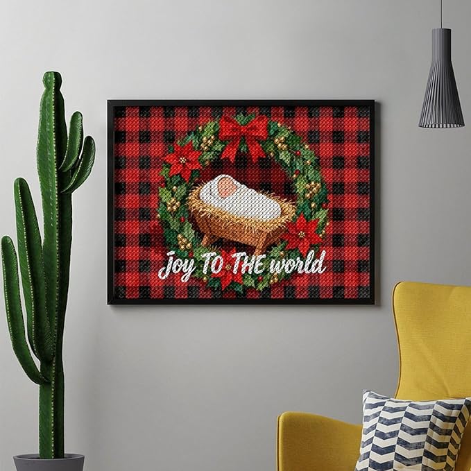 AIVKIEJK Diamond Painting Kits for Adults - Faith Christmas World Joy Painting DIY 5D Full Drill Diamond Dots Paintings with Diamonds Gem Art and Crafts Home Decor 12"x16"