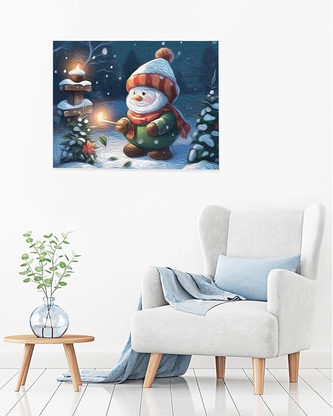Paint by Numbers for Adults Without Frame, Christmas Santa Snow Tree Candles Winter Scarf DIY Acrylic Painting by Numbers Kits on Canvas for Beginner, 16"x20"