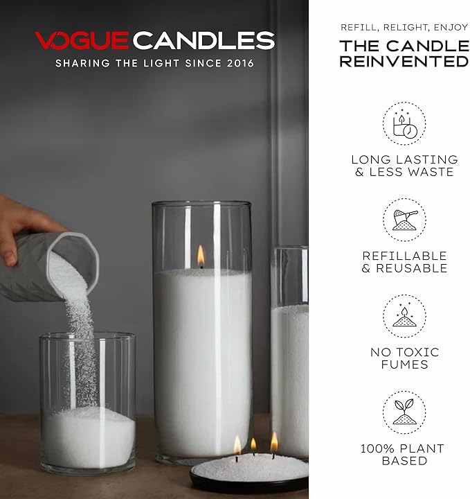 Vogue Candles White Pearled Candle Sand Wax (5 LB) – Mother’s Day Candle Kit with 50 Cotton Wicks for DIY Home Lighting – Plant-Based & Reusable Wax Granules Refill for Clean Burning & Custom Vessels