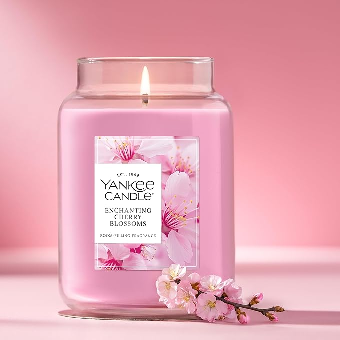 Yankee Candle Enchanted Cherry Blossoms Scented Candle, 22oz Large Jar with up to 150 Hour Burn Time, Giftable
