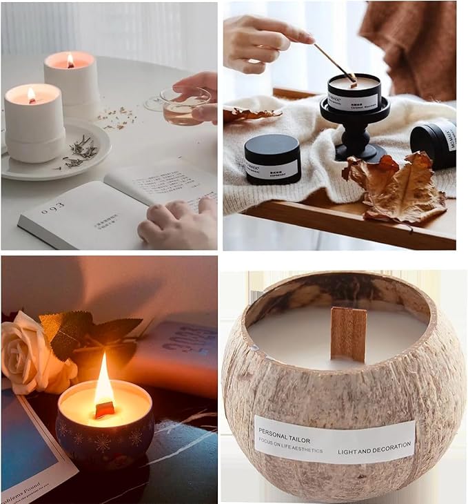 150pcs Wood Wick Clip Holder Base for Candle Making - Universal Wooden Clips and Metal Holders (Wicks Not Included)