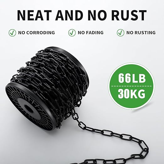 50 ft 1/8" Metal Hanging Chains Fixture Chain Decorative Chain Light Duty Chain Utility Chains for Hanging Plants, Basket, Light Fixture, Chandelier, Lamp (3mm 50ft)