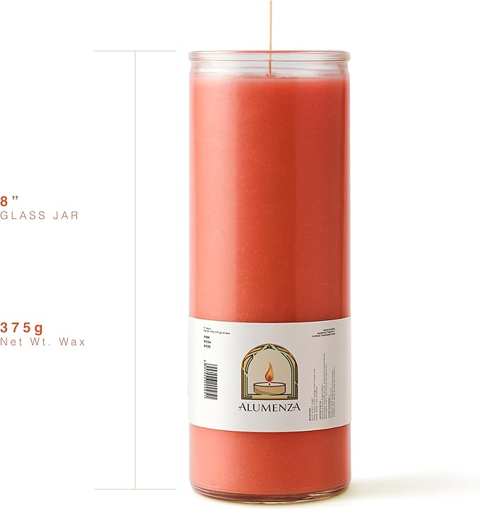3 Pack Pink 7 Day Candles in Glass Jar – Paraffin Wax, Clean Burning Unscented | Large & Tall Devotional Prayer Pillar Candles for Home, Memorial, Spells, Long Lasting