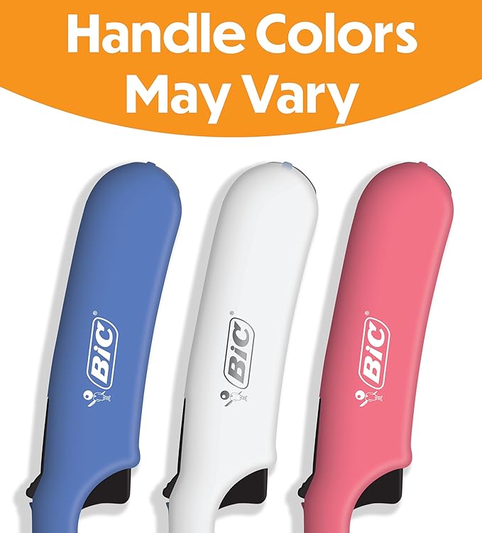 BIC Multi-Purpose Lighters, Long-Reach Candle Lighter for Home, Classic Colors, 4-Pack (Colors May Vary)