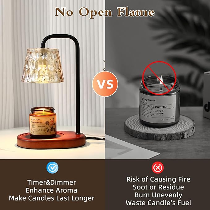 Dimmable Candle Warmer Lamp with Timer Electric Candle Warmer for House Warming Decor Candle Lamp Warmer for Jar Candles Wax Melt Warmer Presents for Women Mom Birthday Festival (black)