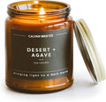 Calyan Wax Co. Desert & Agave Scented Candle - 57 Hour Burn - Luxury Non Toxic Soy Wax Candles - Long Lasting Amber Glass Jar Candle for Home - 7.2oz